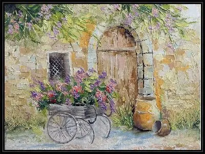 Картина Уютный дворик с цветами