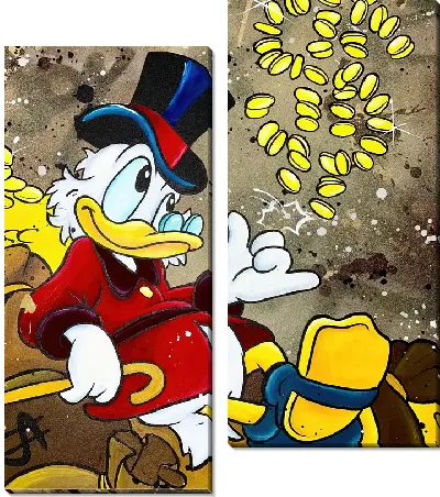 Модульная картина Скрудж и доллар в виде монет