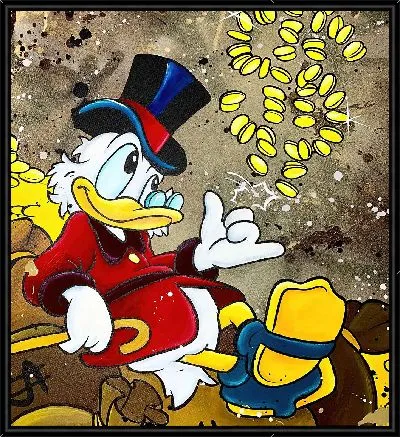 Картина Скрудж и доллар в виде монет