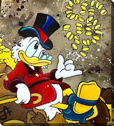 Постер Скрудж и доллар в виде монет