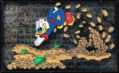 Картина Скрудж Макдак ныряет в монеты