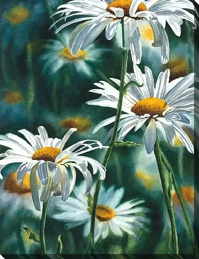 Картина маслом Ромашки крупным планом