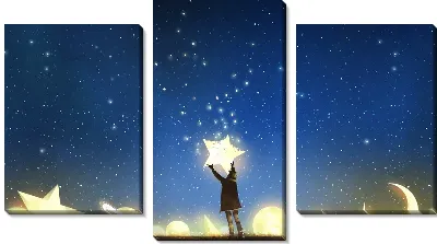 Модульная картина Светящиеся звезды и планеты