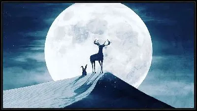 Олень на фоне Луны