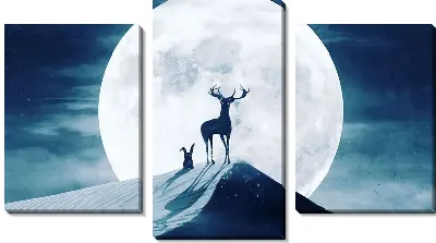 Олень на фоне Луны