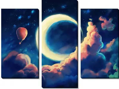 Модульная картина Полумесяц в облаках