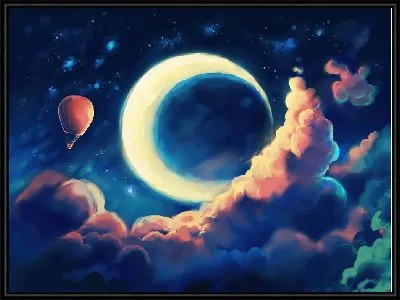 Картина Полумесяц в облаках