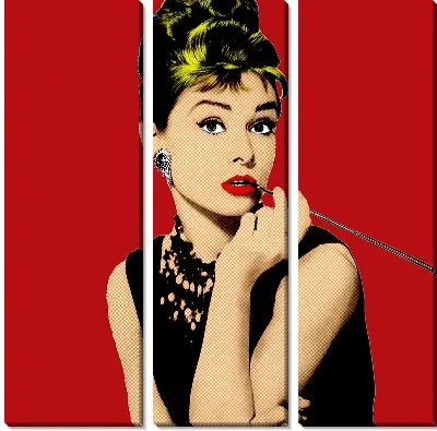 Модульная картина Одри Хепбёрн поп-арт портрет
