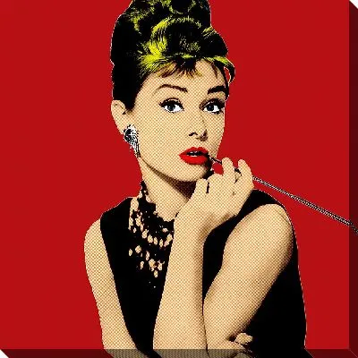 Картина маслом Одри Хепбёрн поп-арт портрет
