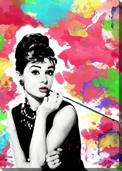 Картина маслом Портрет Одри Хепбёрн под акварель