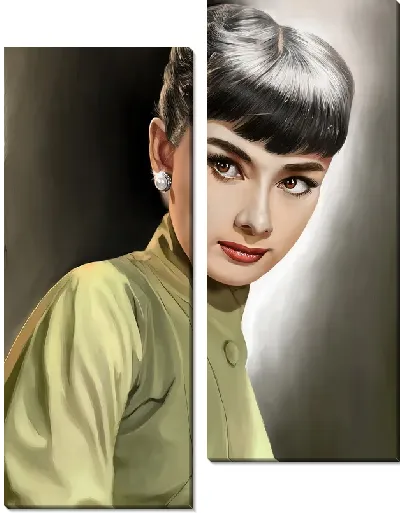 Модульная картина Цифровой портрет Одри Хепбёрн