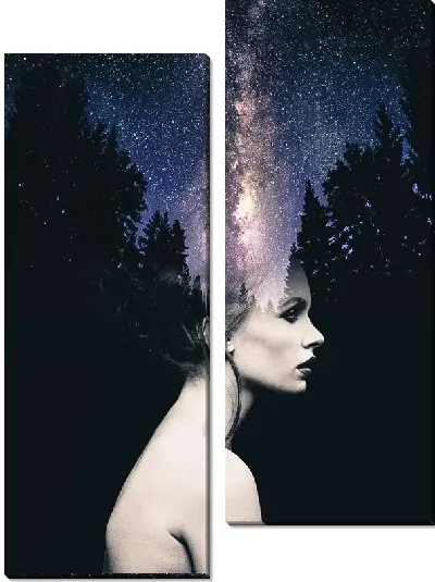 Модульная картина Девушка и звезды