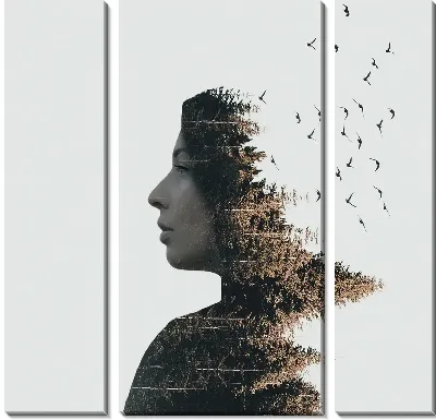 Модульная картина Девушка и птицы №4