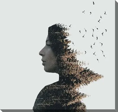 Девушка и птицы №4