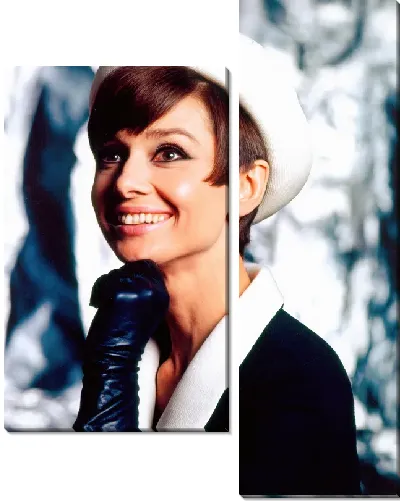 Модульная картина Одри Хепбёрн в белой шляпе