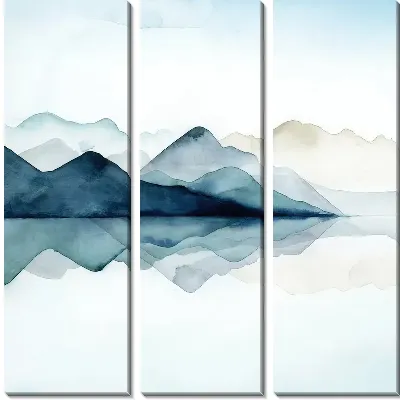 Модульная картина Горный пейзаж в технике фдюид арт