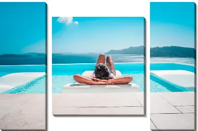 Модульная картина Девушка загорает у бассейна