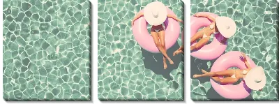 Модульная картина Три девицы в бассейне вариант №2