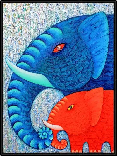 Картина Синий и красный слоны