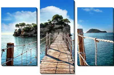 Модульная картина Канатный мост к острову