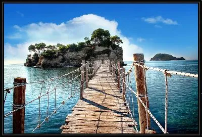 Картина Канатный мост к острову