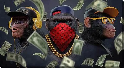 Три обезьяны в очках с долларами