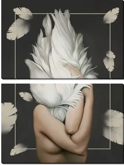 Картина Девушка с перьями и перышками