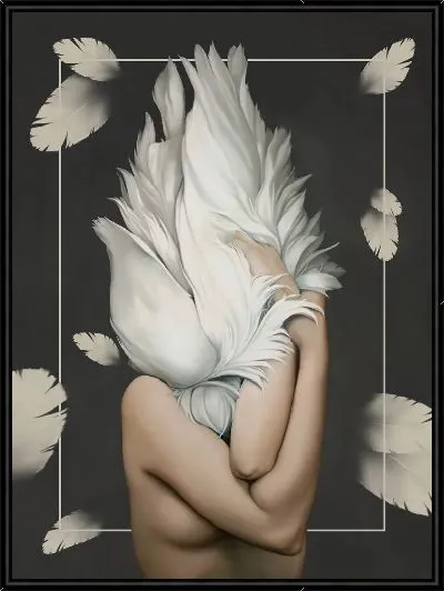 Картина Девушка с перьями и перышками