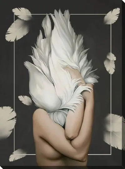 Картина Девушка с перьями и перышками