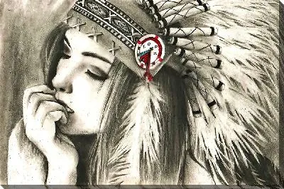 Девушка с перьями в стиле индейца