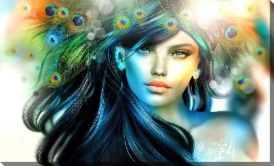 Девушка с перьями павлина №2