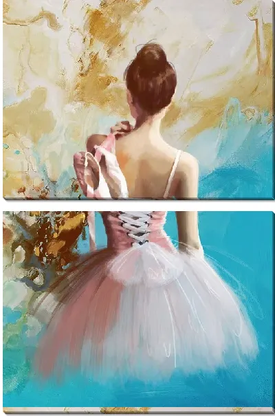 Модульная картина Балерина в розовой пачке