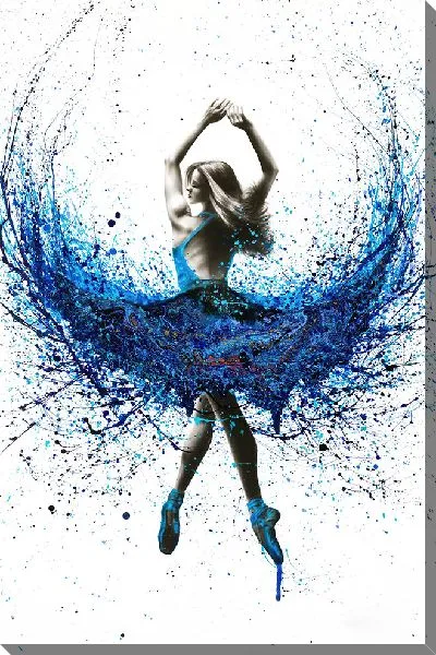 Картина маслом Танцующая балерина в синем платье