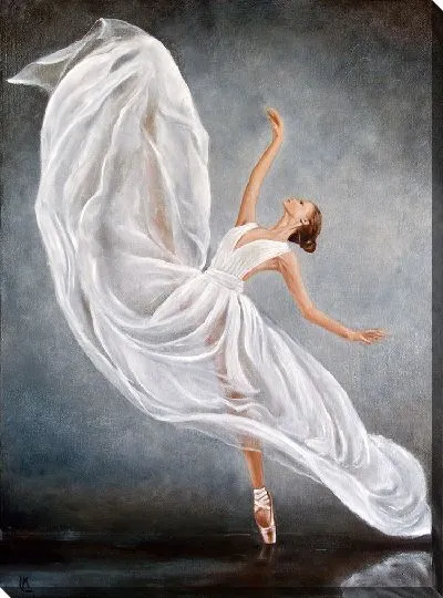 Постер Парящая балерина в белом платье