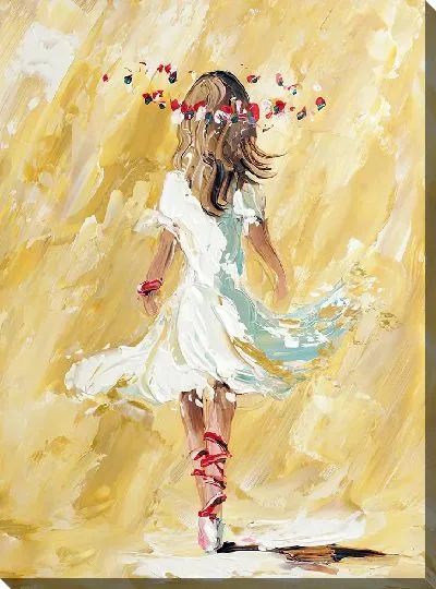 Картина маслом Юная балерина с цветами вокруг головы
