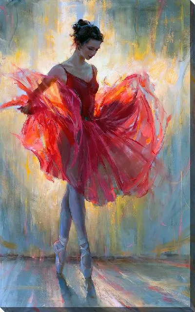 Картина маслом Балерина в красной пачке