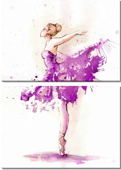 Модульная картина Балерина в сиреневом платье
