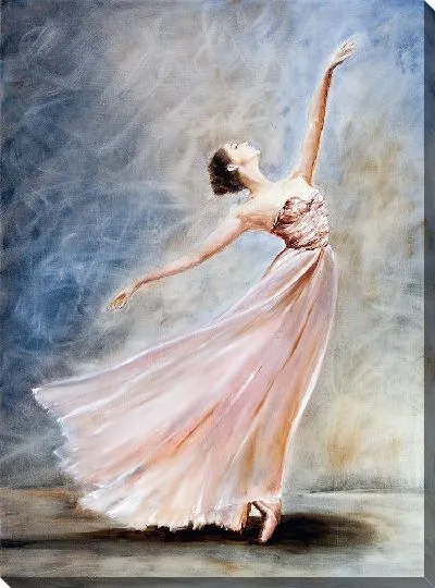 Картина маслом Парящая балерина в длинном платье