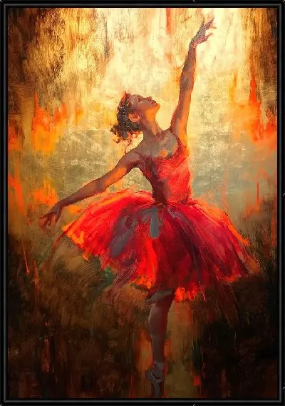 Картина Балерина в красной пачке в полумраке