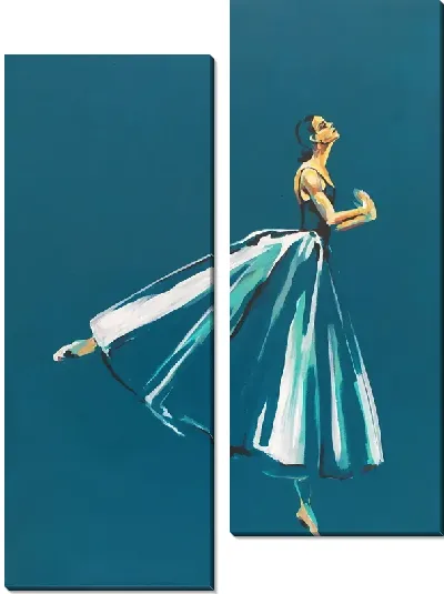 Модульная картина Балерина на синем фоне