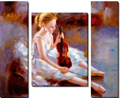 Модульная картина Балерина играет на скрипке