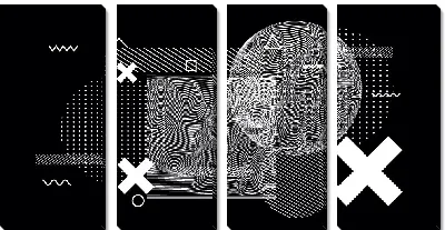 Модульная картина Черно-белый коллаж из геометрических фигур