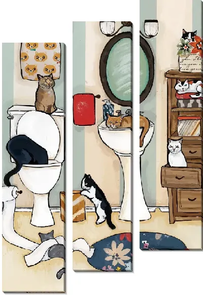Модульная картина Коты и кошки в ванной комнате