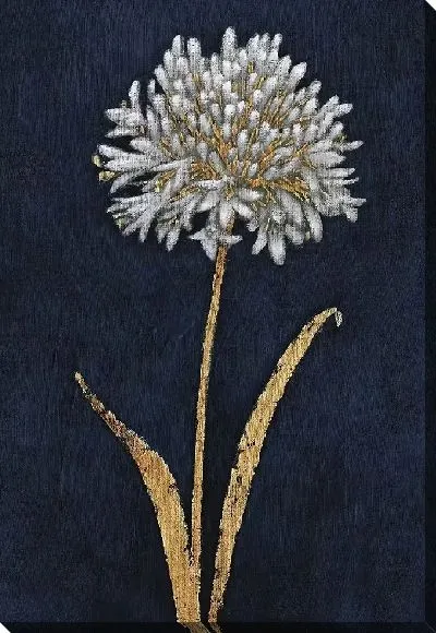 Картина маслом Одуванчик с золотыми листьями