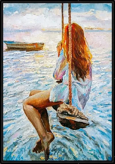 Картина Девушка на качелях над морем