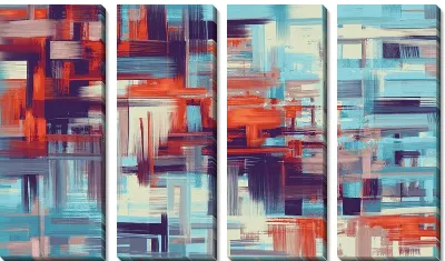 Модульная картина Фактурная текстура в красно-голубых тонах