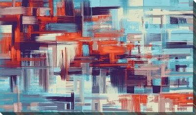 Картина маслом Фактурная текстура в красно-голубых тонах