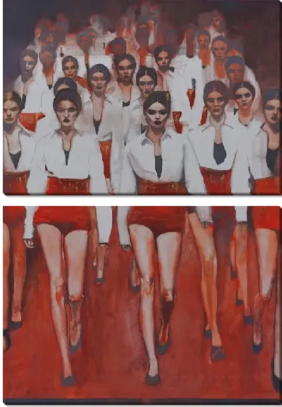 Модульная картина Показ мод девушки в красных шортах