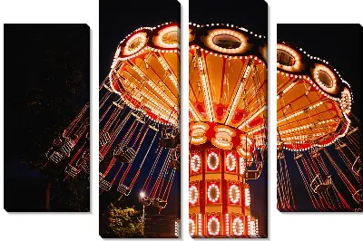 Модульная картина Карусель ночью