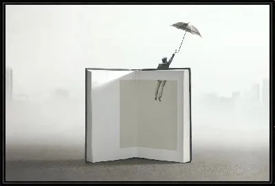 Картина Мужчина вылетает с зонтом из книги